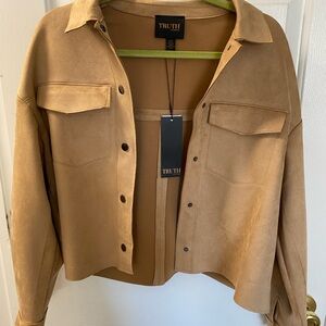 Truth Camel Suede-Look Jean Shacket